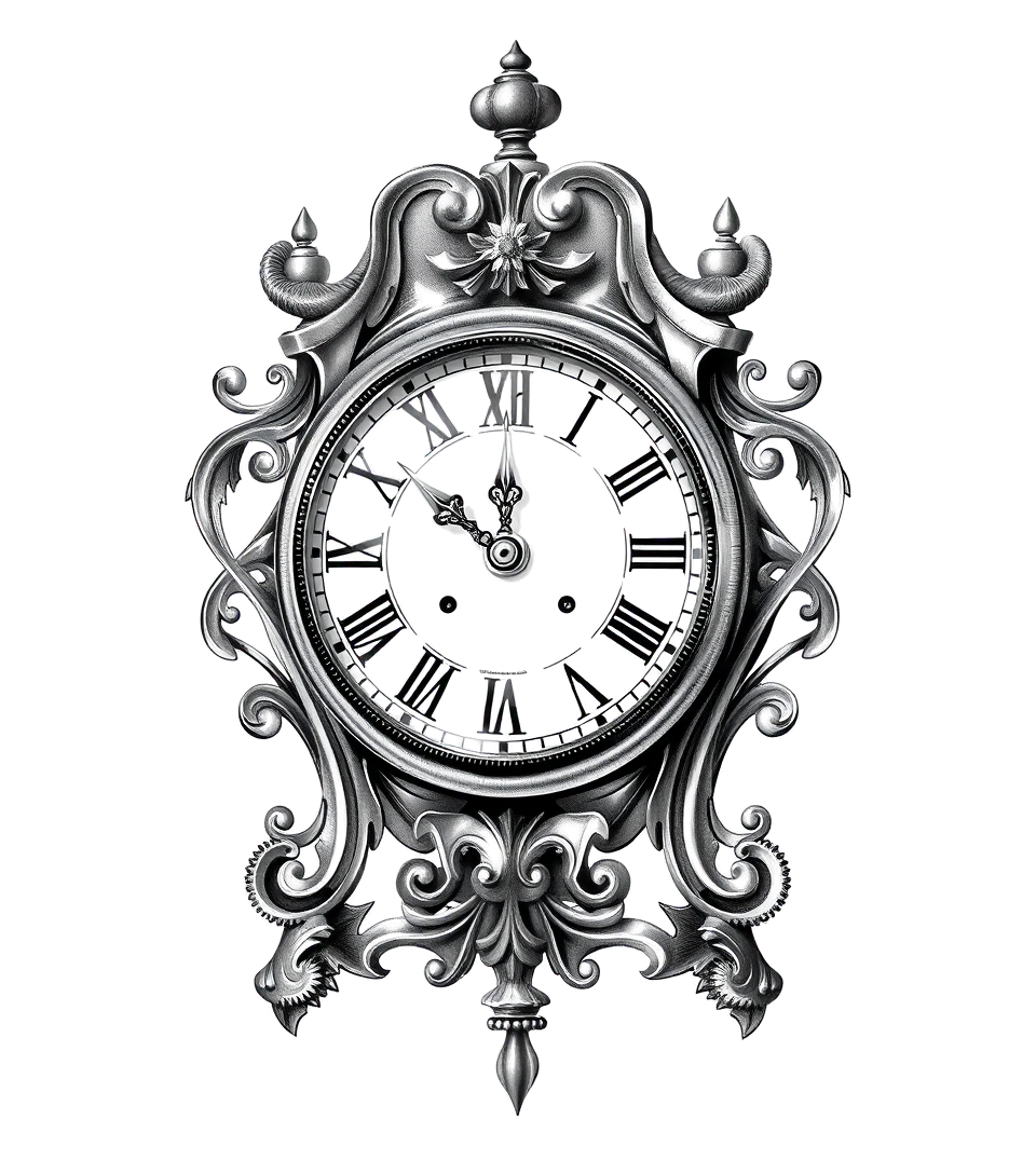 Clock antiquein realism tattoo style, featuring a highly detailed, lifelike, capturing every detail, photorealistic, ultra realistic, intricate shading, smooth and sharp,  in realism tattoo style, featuring a highly detailed, lifelike, capturing every detail, photorealistic, ultra realistic, intricate shading, smooth and sharp,