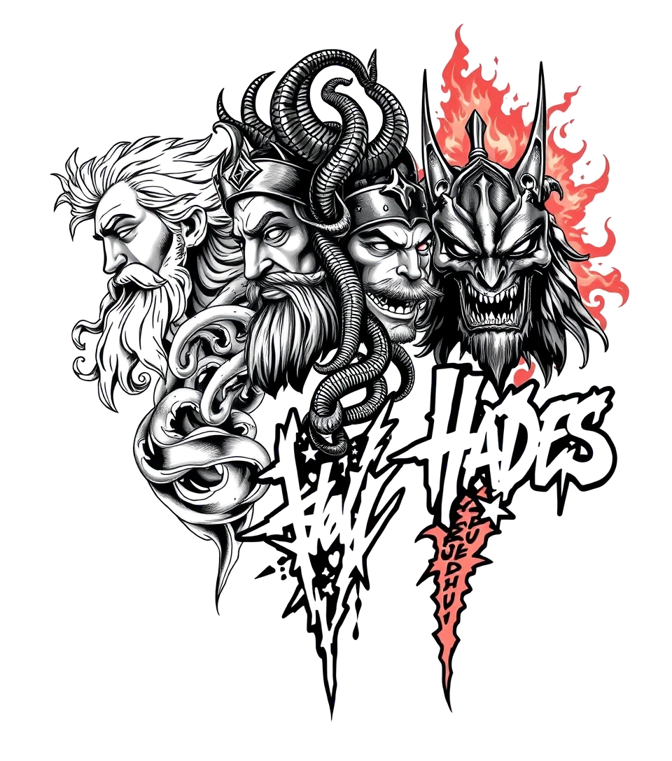 Zeus in lightning bolt sky. Poseidon In dark ocean waves. Medusa with king Cobra snakes as hair. Hades in red hellfire.
Full arm sleeve tattooin graffiti style tattoo, featuring bold and dynamic street art elements, spray-paint texture with exaggerated lines and expressive, chaotic brushstrokes, intricate lettering incorporated with graffiti tags, symbols like hearts, stars, and wings