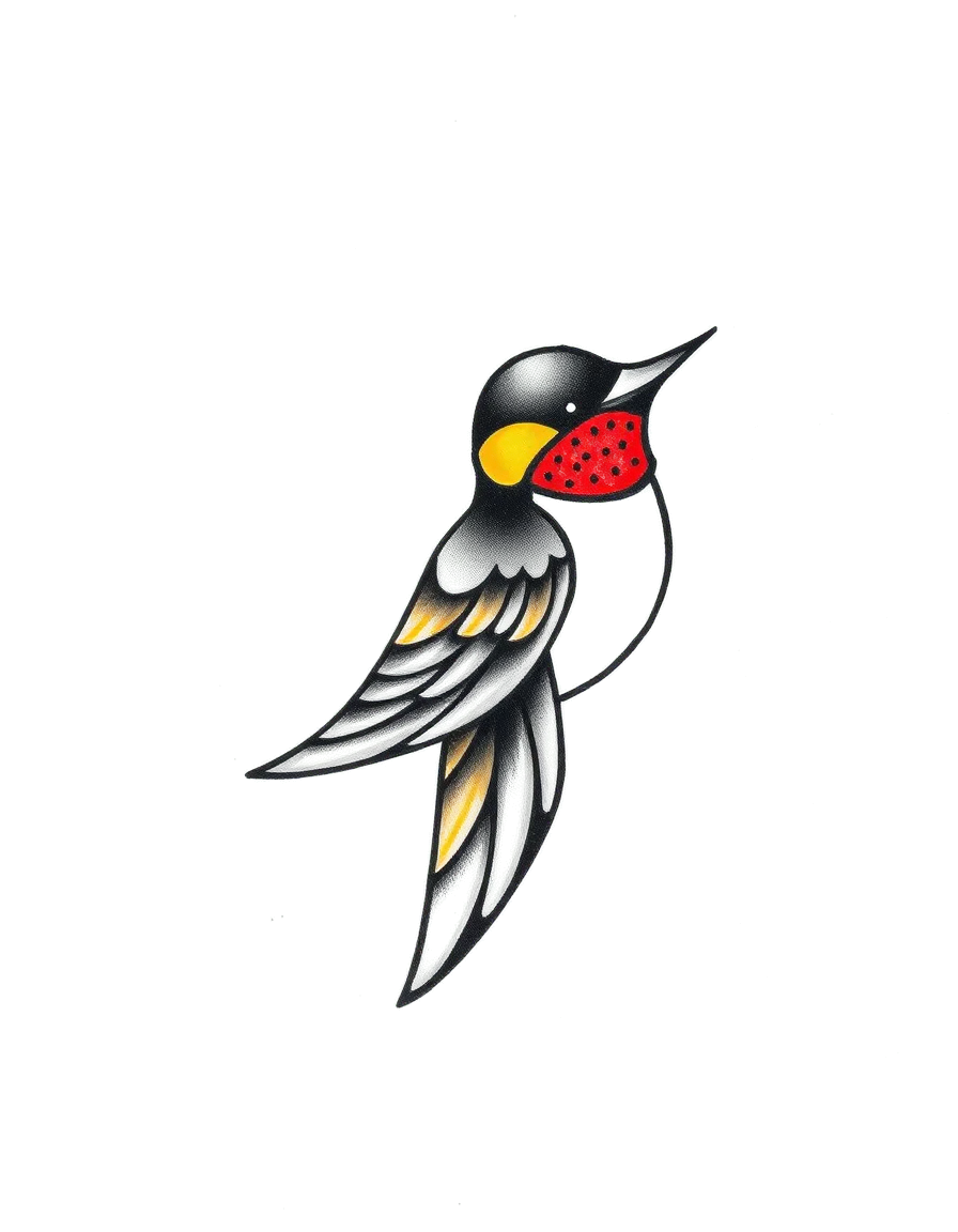 a small black ink swallow in traditional style, clean linework