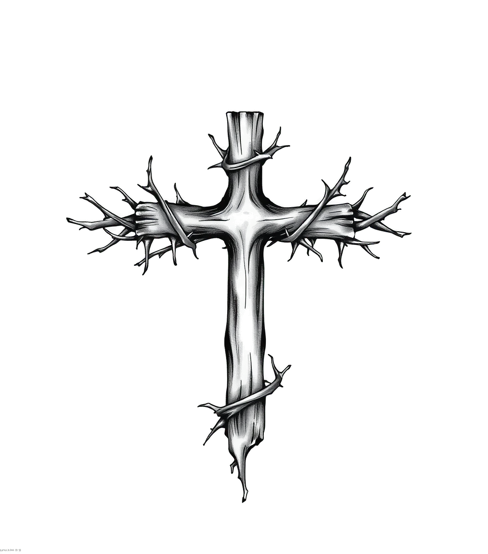 Thorns with a cross with 1corinthians 13:4-8higly detailed tattoohigly detailed tattoohigly detailed tattoohigly detailed tattoo